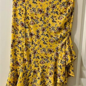 Max Studio Yellow and Black Floral Skirt Sz M